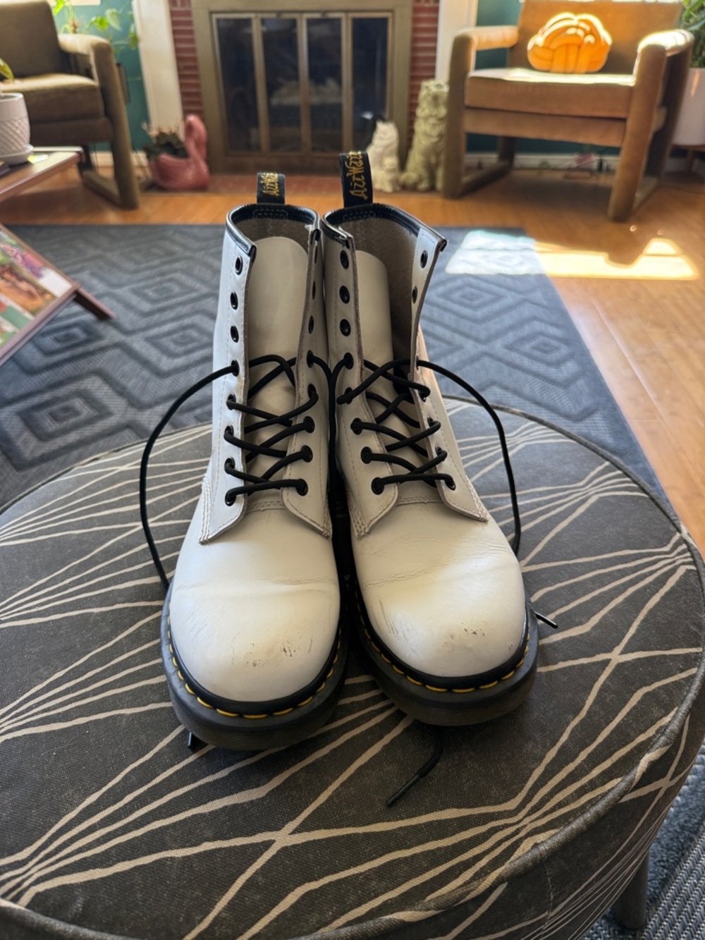 Doc Martens White 8-hole Lace-Up Boots size 10